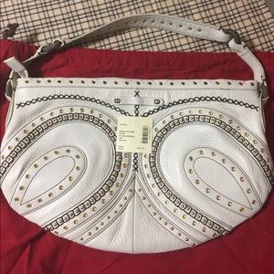 Cole Haan White Leather Bag with Gold Accents